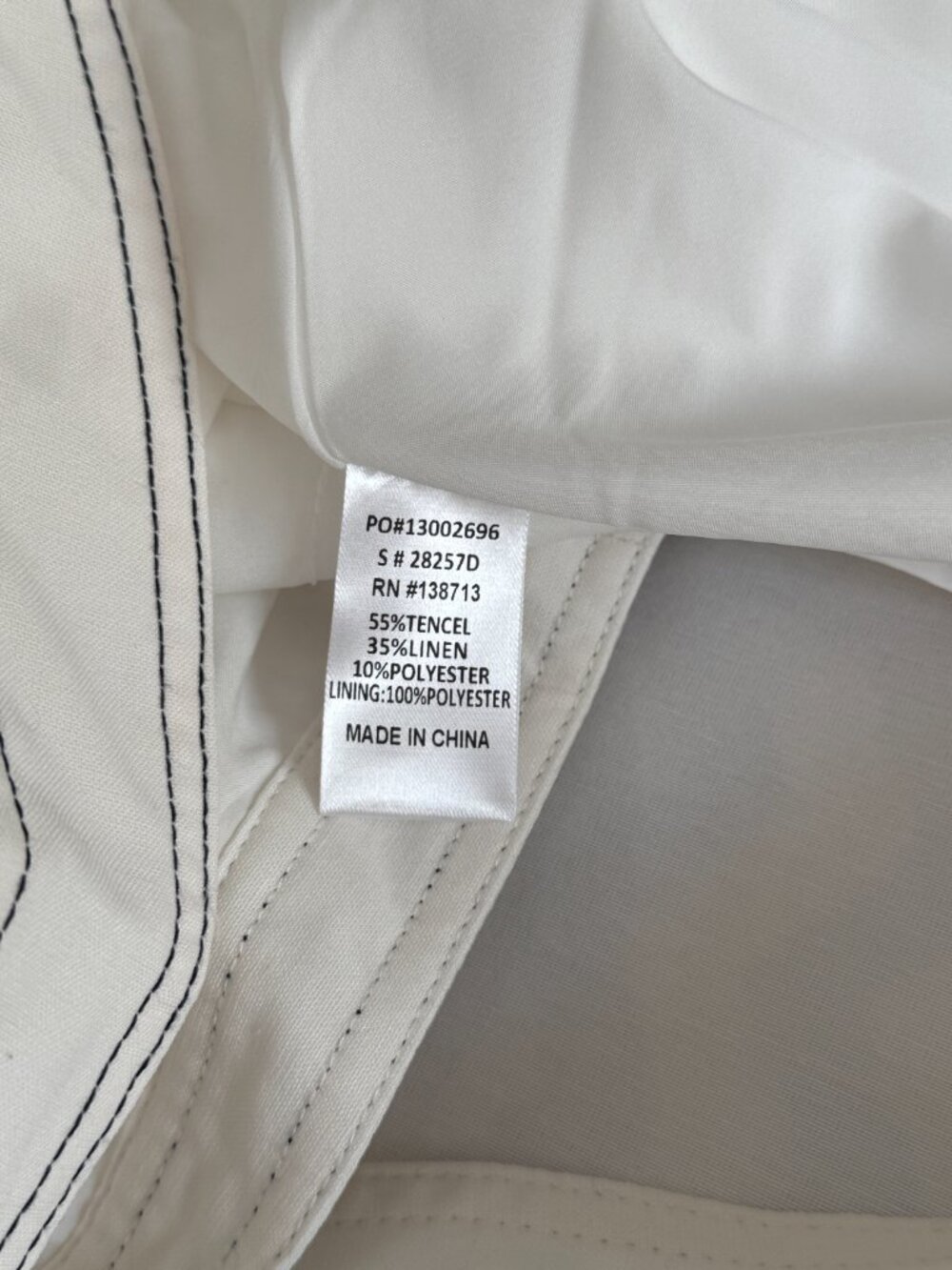 Coastal Luxury White Linen Tencel Blend Contrast Stitch Trapeze Maxi Dress - Picture 11 of 12